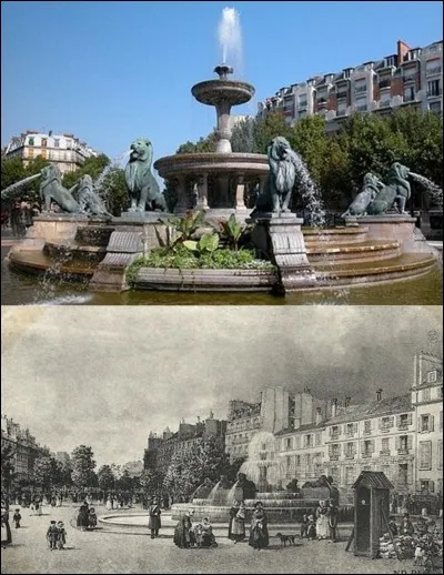 Allons « place Félix Eboué », l'ancienne « place Daumesnil » !
Sur cette place, nous pouvons voir une magnifique fontaine. Elle représente des bassins superposés et des lions crachant l'eau vers la fontaine. Cette fontaine n'est plus à sa place originelle ! Elle avait été construite pour un autre endroit de Paris.
Où était-elle installée, à l'origine ?