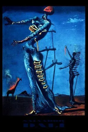 Qui a peint cette toile intitule 'girafe en feu'  ?