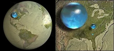 Revenons sur notre petite planète. On sait que l'eau occupe environ 70 % de la surface de la Terre.
A votre avis, quelle est la quantité d'eau (potable ou non) contenue par notre planète ?