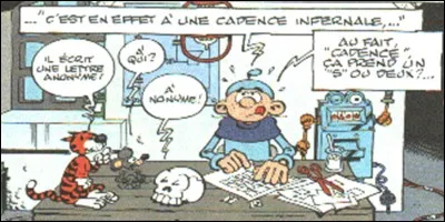 Basile, le malheureux disciple de Léonard, a quelques inventions à son actif ! On sait qu'il a inventé le perceur de coffre-fort, Le gag du cigare explosif
A vous de trouver une autre de ses inventions !