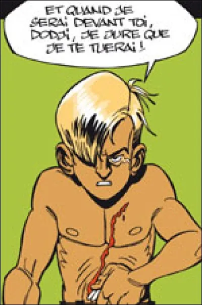 Avec quoi Saul se coupe-t-il le torse ?
Tome 3 (Le Clan du requin)