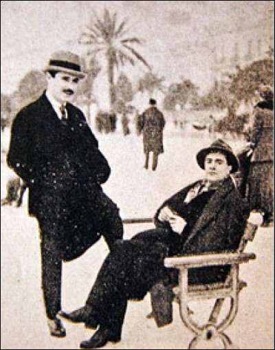 Boulevard des Anglais, Nice, le 15.12.1918, de g. à d. le galeriste ... / l'artiste ...