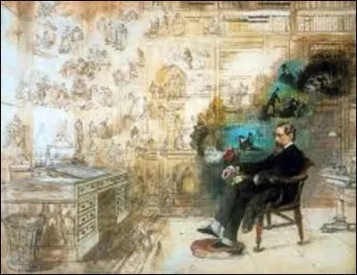 Commencé en 1870 et laissé inachevé par la mort de l'artiste en 1875, ''Le Rêve de Dickens'' est une aquarelle représentant l'écrivain assis dans son bureau, en train de rêver. L'idée de cette toile lui vint en apprenant la mort du romancier le 9 juin 1870 pour lui rendre hommage. Quel peintre aquafortiste et illustrateur victorien a peint ce tableau ?