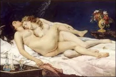 Conservée au Petit Palais de Paris, réalisée en 1866, cette toile appelée ''Le Sommeil'', aussi intitulée ''Les Deux Amies'', ou ''Paresse et Luxure'', représente deux femmes nues, allongées et enlacées sur un lit défait. De dimensions de 1,35 m sur 2 m. Quel peintre réaliste a réalisé ce tableau ?