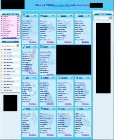 De quel site de jeux cette image est-elle la page d'accueil?