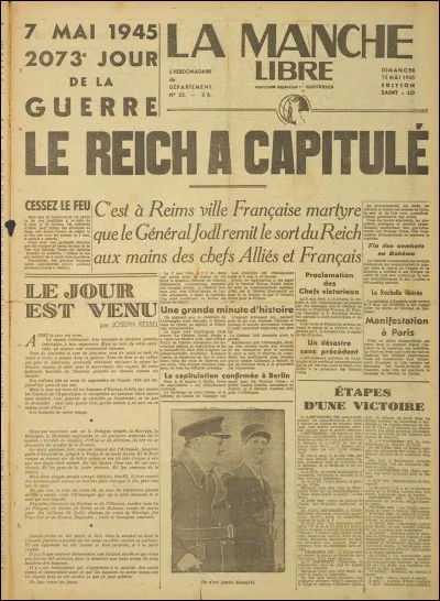 En mai 1945, le troisième Reich allemand signe deux actes de capitulation, le premier le 7 mai à Reims, le second le 8 mai à Berlin !