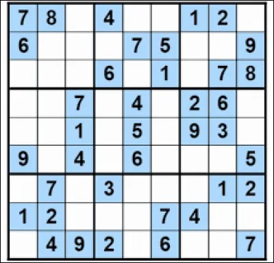 Lequel de ces chiffres ne se trouve pas dans une grille de sudoku ?