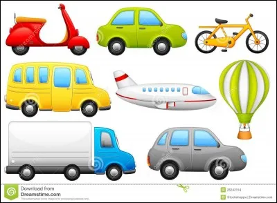 Que veulent dire les moyens de transport suivants : "plane", "car", "on foot" ?
