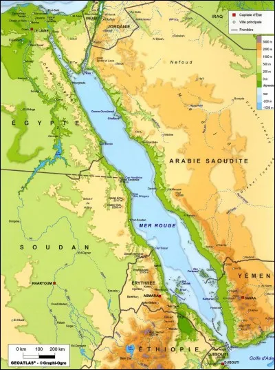 La mer Rouge est une mer indo-pacifique, située entre l'Afrique du Nord et le Moyen-Orient.