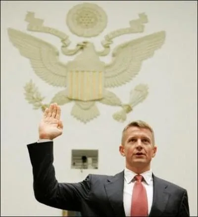 Erik Prince, fondateur de la socit militaire prive Blackwater, sous-traitant de l'arme amricaine en Irak et symbole du danger de la 'privatisation de la guerre', est...