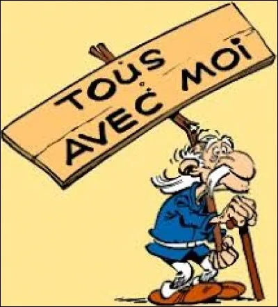 "Le Cadeau de César" : pourquoi Agecanonix porte-t-il cette pancarte ?