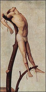 Une mthode de mise  mort consistant  placer le supplici sur une croix, un support en forme de T ou un arbre et  l'attacher par divers moyens .