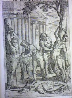 Le bourreau incise soit le dessous des pieds, soit le sommet du crne, et tire sur la peau pour l'arracher ...