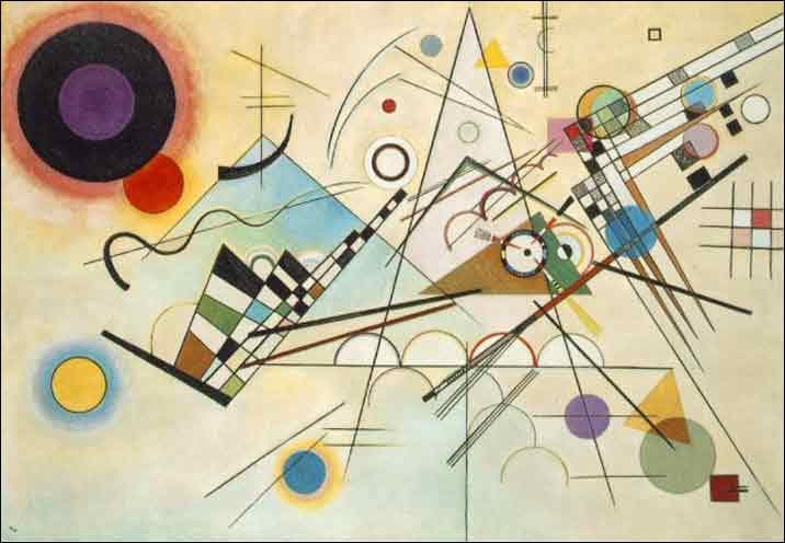 « la couleur est le clavier, les yeux sont les marteaux et l'âme est le piano avec les cordes. » Comme cette citation l'indique, l'oeuvre de Kandinsky est en relation avec la musique c'est d'ailleurs pour cela qu'il appelle ses toiles ..