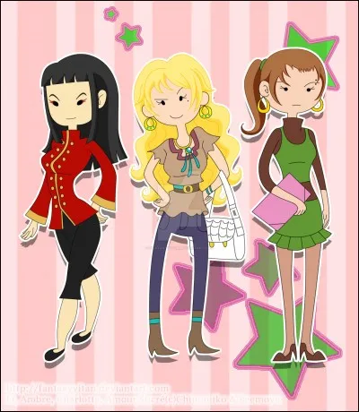 Qui est cette fille faisant partie d'un trio de pestes composé d'elle, la fille de la question précédente et de la fille de la question 14 (celle que vous devez trouver est la fille en rouge sur la photo) ?