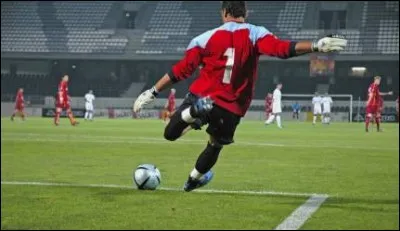 Loi 9 : Ballon en jeu et hors du jeu.
Sur un coup de pied de but, le ballon sort de la surface, touche l'arbitre et pénètre dans le but du botteur. Quelle est la décision ?