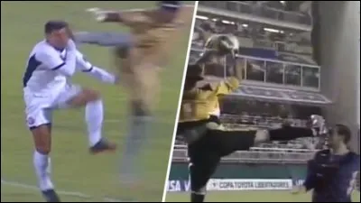 Loi 12 : Fautes et incorrections.
Un gardien de but effectue une sortie aérienne et, avec une jambe tendue, assène une semelle dans le ventre de l'adversaire. Décisions ?