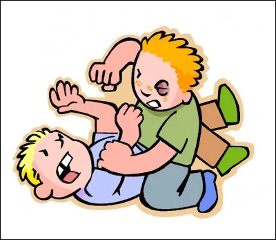 Tu vois deux élèves en train de se bagarrer.