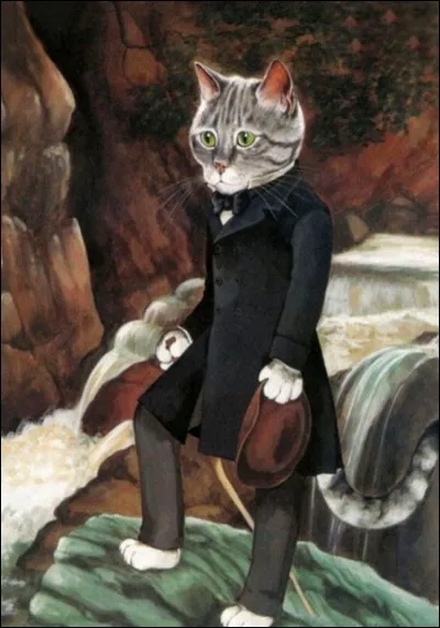 Que tient monsieur Minet dans sa main gauche ?