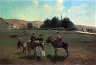 Qu a peint ce tableau intitulé "La promenade à âne à la Roche-Guyon" ?