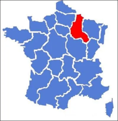 La rgion Lorraine est en rouge sur cette carte :