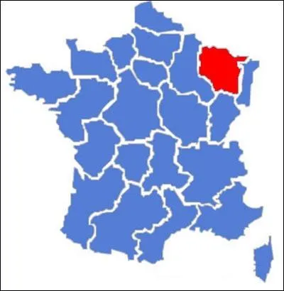 La rgion Lorraine est en rouge sur cette carte :