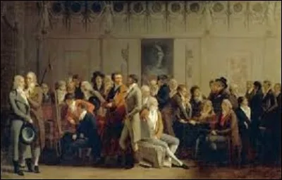 Huile sur toile représentant un certain nombre d'artistes influents sous le Directoire, ''Réunion d'artistes dans l'atelier d'Isabey'' est une oeuvre qui date de 1798, et qui fut exposée pour la première fois, avec 529 autres peintures, au Salon des artistes français de Paris de l'an VI. Acquis, en 1911, par le musée du Louvre, quel peintre miniaturiste et graveur a peint ce tableau ?