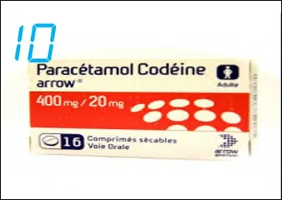 À la dixième place on retrouve le paracétamol en association à d'autres médicaments. 
Auquel de ces médicaments le paracétamol n'est-il pas classiquement associé ?