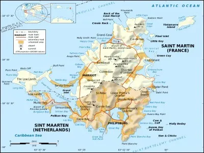Île également située au nord de la Guadeloupe, elle est française au nord et néerlandaise au sud.