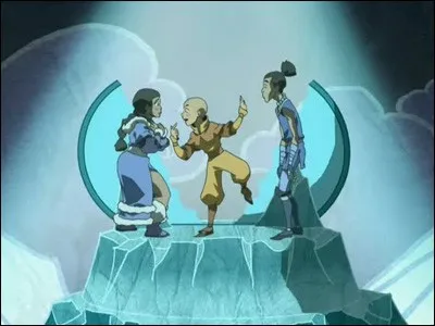 Dans la pi&egrave;ce de th&eacute;&acirc;tre, la fausse Katara consid&egrave;re Aang comme son :