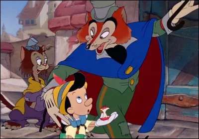 Comment s'appellent le chat et le renard qui embêtent Pinocchio?