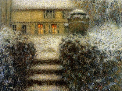 Qui est l'auteur de la toile "L'escalier, Gerberoy ou nuit de neige" ?