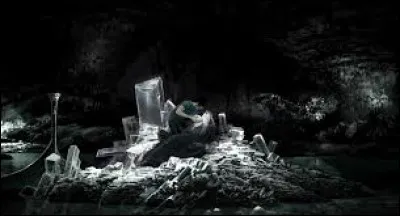 Dans le 6e livre, comment Harry et Dumbledore parviennent-ils jusqu'à la caverne ?