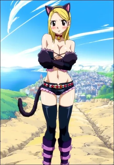 Où se situe l'emblème de Fairy Tail sur Lucy ?