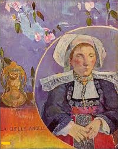 Réalisée en 1889 à Pont-Aven (Finistère), ''La Belle Angèle'', alias Marie-Angélique Satre (1868-1932), était l'une des trois aubergistes de cette commune située à côté de la Pension Gloanec de ''la mère Gloanec'' et non loin de l'hôtel de 'Mademoiselle Julia Guillou (1848-1927). Inspiré du style japoniste très en vogue à cette époque, quel peintre postimpressionniste a peint ce portrait ?