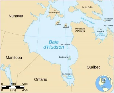 Par combien de subdivisions la baie d'Hudson est-elle entourée ?