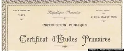Le certificat d'études primaires est l'ancêtre du diplôme national du brevet.