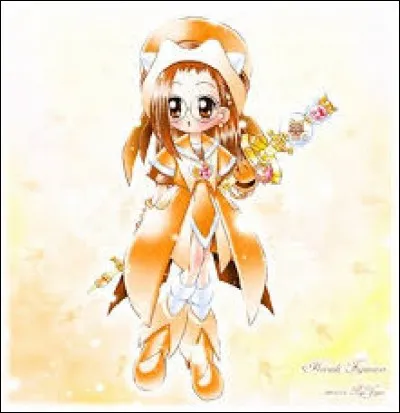 Comment s'appelle la fille portant le costume magique orange dans le dessin animé "Magical Dorémi" ?