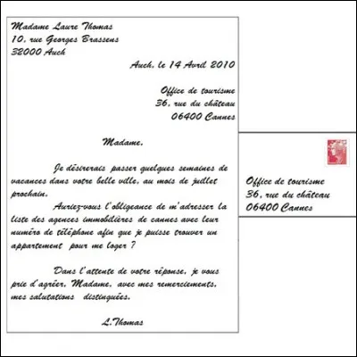 Pour qui cette lettre a-t-elle été envoyée ?