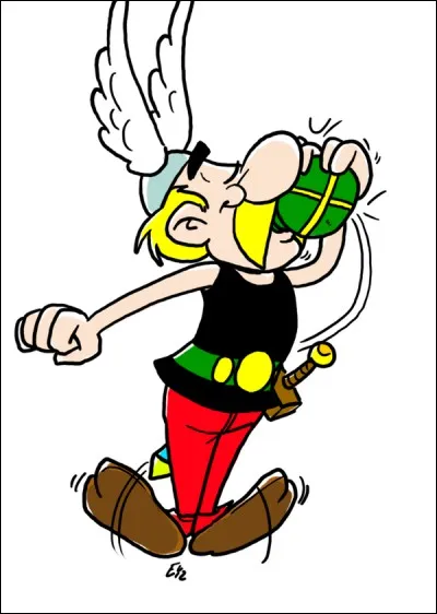Il est rigolo notre ancêtre. Petit, mais puissant grâce à la magique potion qui protège le village des Romains un peu fous. Avec son ami Obélix, il aime leur donner quelques baffes, à l'occasion.