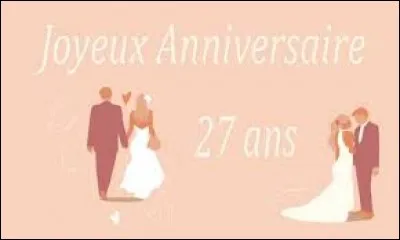 Thomas et Christelle vous invitent pour leurs 27 ans de mariage. Vous allez fêter avec eux leurs noces ...