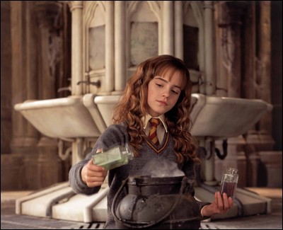 Hermione est concentrée dans la fabrication d'une potion. Quel est l'animal qui se cache ?