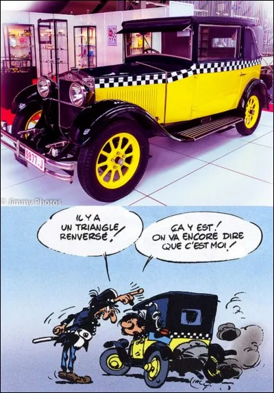 Gaston a une voiture, un vieux tacot de 1925. Son état de délabrement sera l'objet de nombreux gags. Gaston essaiera de l'améliorer en y adaptant quelques-unes de ses inventions.
Connaissez-vous la marque et le modèle de cette voiture ?