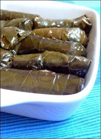 La cuisine grecque utilise une plante qui est blanchie puis cuite avec  une farce. Il s'agit de :