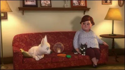 À la fin du film, sa maîtresse et la mère de sa maîtresse accueillent chez eux les ami(e)s de Volt.