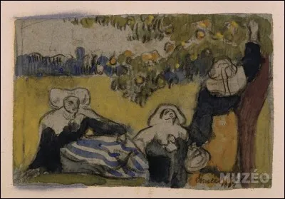 Par qui est représentée cette cueillette ?