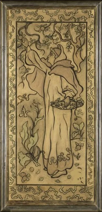Qui a représenté cette "femme cueillant des pommes" ?