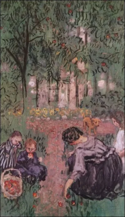 Qui a représenté cette femme et ces deux enfants ramassant les pommes ?