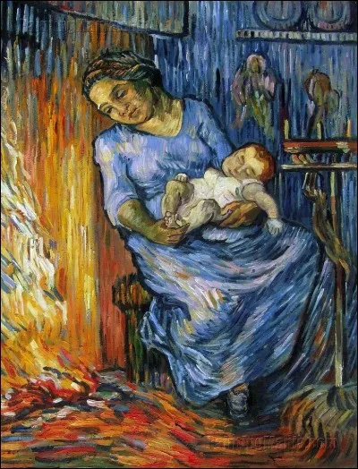 Qui est le peintre de la toile intitulée "Mère et enfant" ?