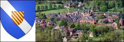Géographie : dans quel département de la région Nouvelle-Aquitaine se situe le village de Collonges-la-Rouge, commune dont la population municipale est de 490 habitants ? (Photo : Blason et vue de la cité).